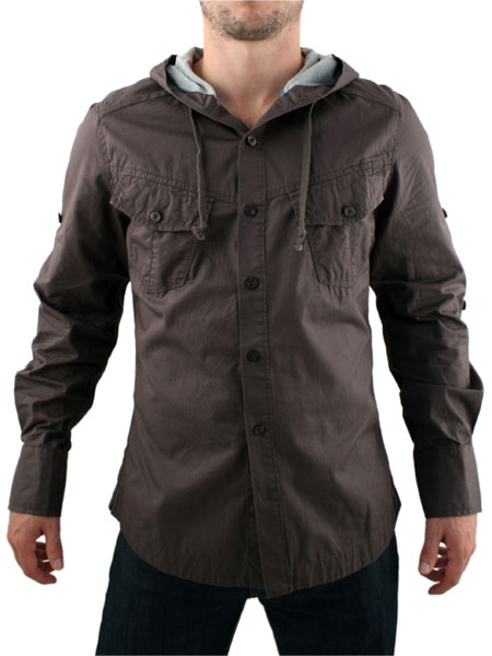 Charcoal Anex Hooded Shirt