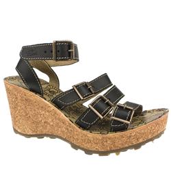 Fly London Female Glam Gala Sandal Leather Upper Evening in Black, Stone