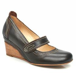 Fly London Female Level Bar Pump Leather Upper Evening in Dark Brown