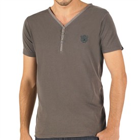 Mens Henley T-Shirt Charcoal