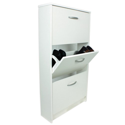 Designer 3 tier shoe cabinet in white - 6 pairs