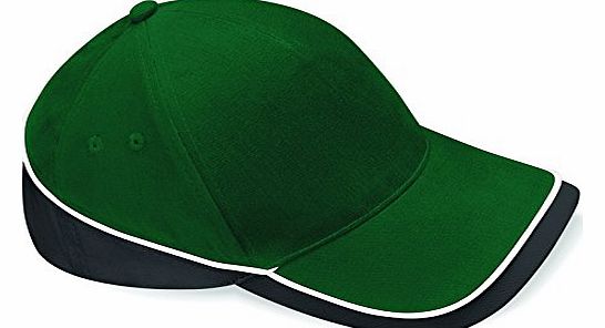 COMPETITION BASEBALL CAP (Green / Black - White Stripe) new premium quality teamwear sports hat headwear - workwear designer Mens Womens Ladies fashion Two Sandwich Peak Beechfield Sports Adult plain 