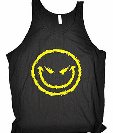 EVIL SMILEY FACE (XL - BLACK) NEW PREMIUM BELLA TANK VEST TOP (BE104) - Slogan Funny Clothing Joke Novelty Vintage retro Mens Ladies Womens Girl Boy Men Women tshirt Tees Tee muscle gym fitness workou