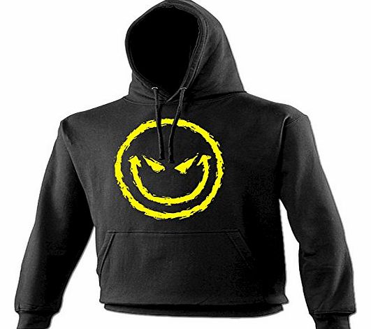 EVIL SMILEY FACE (XXL - BLACK) NEW PREMIUM HOODIE - slogan funny clothing joke novelty vintage retro top mens ladies girl boy sweatshirt men women hoody hoodies fashion urban cool geek shirt horror ha