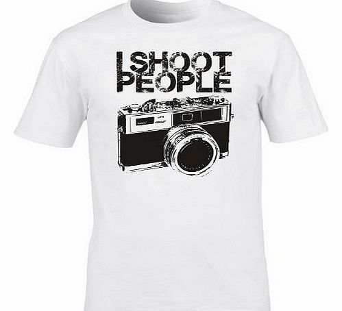 LADIES I SHOOT PEOPLE - CAMERA (S - WHITE) NEW PREMIUM FITTED T SHIRT - Slogan Funny Clothing Joke Novelty Vintage retro top Ladies Lady Womens Girl tshirt Tees Tee t-shirts shirts Fashion Urban Cool 