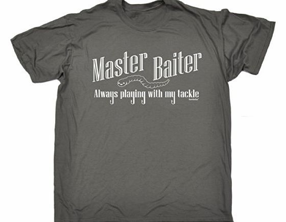 MASTER BAITER (XL - CHARCOAL) NEW PREMIUM LOOSE FIT BAGGY T-SHIRT - slogan funny clothing joke novelty vintage retro t shirt top mens ladies womens girl boy men women tshirt tees tee t-shirts shirts f