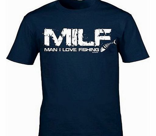 MILF - MAN I LOVE FISHING (XL - OXFORD NAVY) NEW PREMIUM LOOSEFIT T SHIRT - slogan funny clothing joke novelty vintage retro top mens ladies womens girl boy men women tshirt tees tee t-shirts shirts f