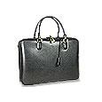 Black Lizard-print Calf Leather Briefcase