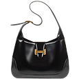 Polished Italian Leather Buckle Hobo Bag