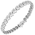 18K White Gold and Diamond Flowers Bracelet