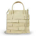 Beige Suede Square Mini Bag w/Shoulder Chain Strap