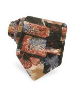 Forzieri Black Multicolor Abstract Collage Printed Silk Tie