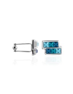 Forzieri Blue Swarovski Crystal Silver Plated Cufflinks