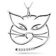 Cat 18K Gold Diamond Pendant Necklace