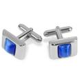 Forzieri Cat` eye - Blue Iris Silver Plated Cuff Links