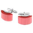 Forzieri Cat` eye - Red/Pink Stone Curved Cufflinks