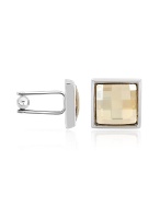 Forzieri Champagne Swarovski Crystal Silver Plated Cuff Links