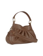 Cinched Leather Shoulder Gusset Bag