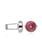 Forzieri Fuchsia Button Mother-of-Pearl Silver Plated Cuff links