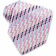 Forzieri Gold Line - Pink and Blue Striped Basketweave Silk Tie