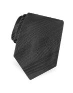 Forzieri Gold Line Black Tonal Lines Woven Silk Tie