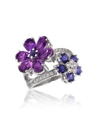 Medici - Amethyst and Diamond Flower 18K Gold Ring