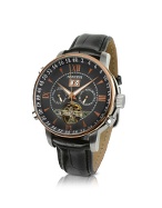 Forzieri Men` Black Croco Strap Automatic Date Watch