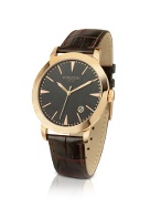 Forzieri Men` Rose Gold Plated Slim Case Dress Watch