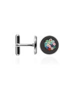 Forzieri Millefiori Center Murano Glass Silver Plated Cufflinks