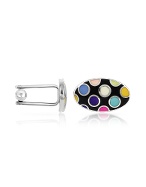 Multicolor Polkadot Enamel Silver Plated Cuff Links