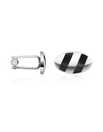 Forzieri Oval Striped Silver Plated Cufflinks