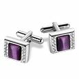 Forzieri Purple Silver Plated Cufflinks w/Swarovski Crystals