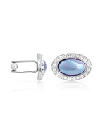 Forzieri Swarovski Crystal Framed Mother of Pearl Cuff Links