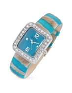 Forzieri Vanilla - Swarovski Crystal and Turquoise Hair-Calf Dress Watch