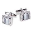 Forzieri White Silver Plated Cufflinks w/Swarovski Crystals