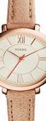 Fossil Ladies Jacqueline Cream Leather Strap Watch