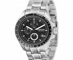 Fossil Mens Decker Black Silver Chronograph Watch