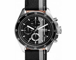 Fossil Mens Decker Chronograph Black Grey Nylon