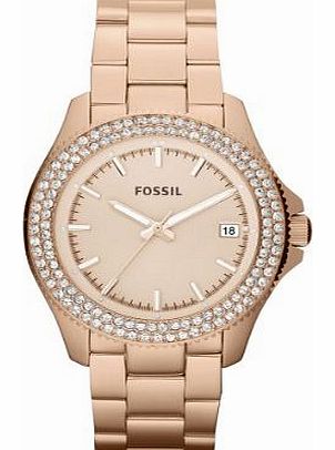 Fossil Womens Quartz Watch Retro Traveler AM4454 with Metal Strap