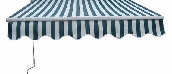 FoxHunter Garden Patio Manual Aluminium Retractable Awning Canopy Sun Shade Shelter 4M x 3M Green White