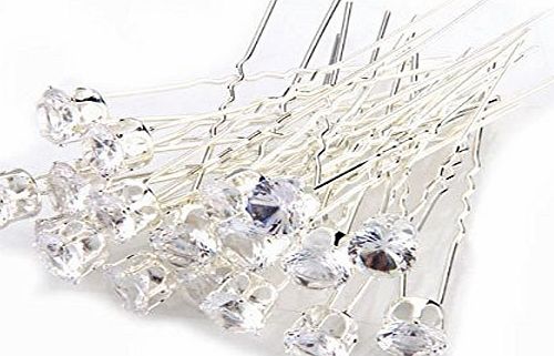 Foxnovo 20pcs Delicate Womens Girls Wedding Bridal Bling Crystal Rhinestone U-Shaped Metal Hairpins Hair Clips (White)