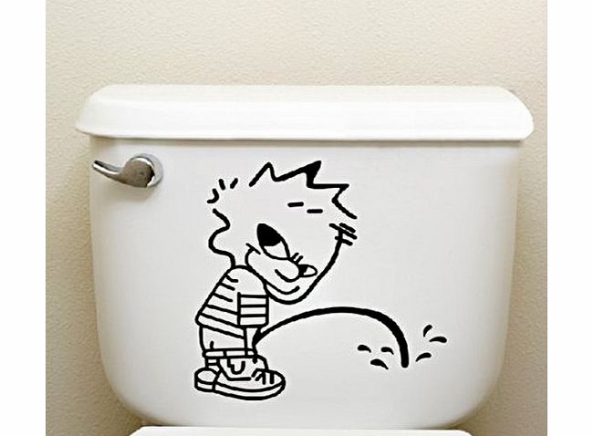 Funny Naughty Boy Style Waterproof DIY Toilet Seat Sticker Bathroom Decal Window Wall Car Sticker - Size L (Black)