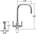 Franke FTKBSS_SS Trispray Kubus Tap with Pull Out Spray