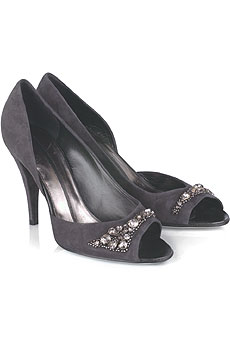 Franklin Elman Suede vintage crystal pumps