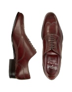 Fratelli Borgioli Handmade Burgundy Italian Leather Wingtip Oxford