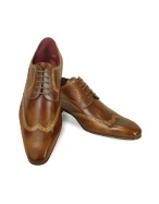 Fratelli Borgioli Handmade Light Brown Italian Leather Wingtip