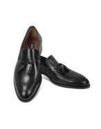 Fratelli Rossetti Black Calf Leather Tassel Loafer Shoes