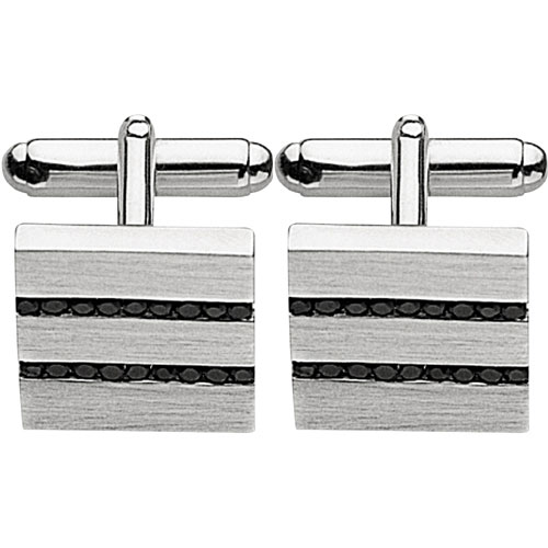 Fred Bennett Black Cubic Zirconia Cufflinks In Silver by Fred Bennett