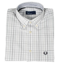 White and Grey Check Short Sleeve Shirt