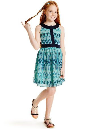 Freespirit Girls Aztec Neck Detail Dress